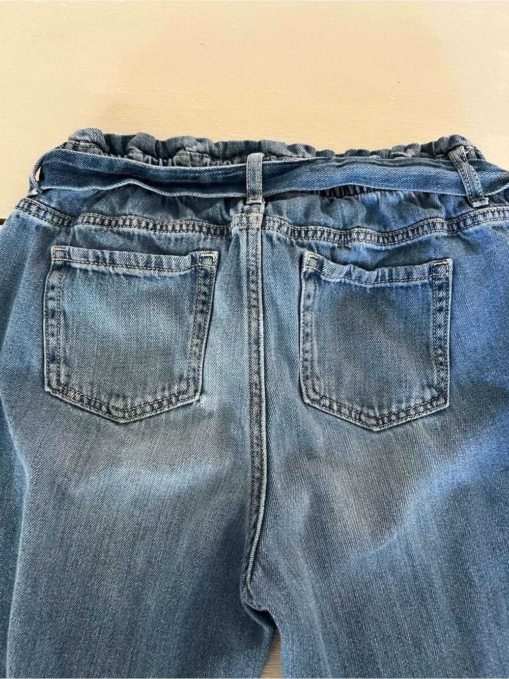 The Children’s Place Girls Paperbag Waist Denim Jogger Jeans Size 14 Tie waist